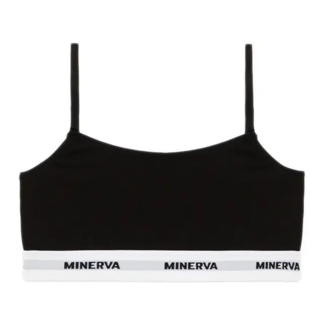 Minerva Εφηβικό Αθλητικό Μπουστάκι με Εξωτερικό Λάστιχο & Λεπτές Τιράντες, Χρώμα Μαύρο