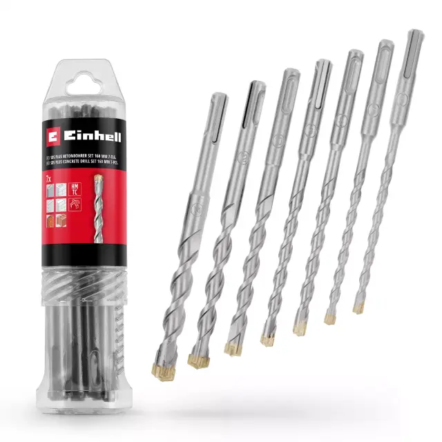 Einhell 49265510 - Σετ 7 τεμαχίων τρυπανιών SDS Plus με σφυρί, 4 τεμαχίων, 160 mm, Ø 6–14 mm