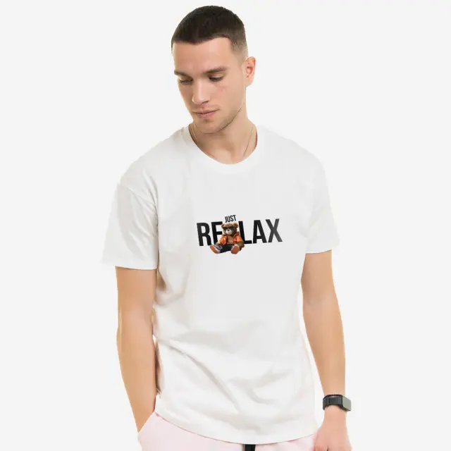 T-shirt Noshame® Λευκό με τύπωμα teddy Relax - 112381 - XXL 2