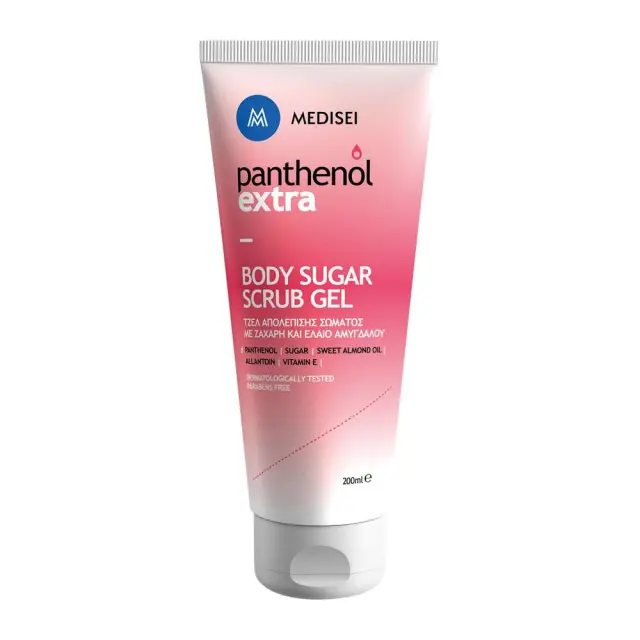 Medisei Panthenol Extra Body Sugar Scrub Gel Τζελ Απολέπισης Σώματος με Ζάχαρη & Έλαιο Αμυγδάλου, 200ml