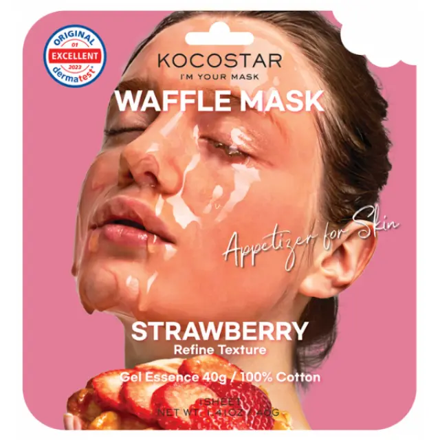 Kocostar | Waffle Mask Strawberry Εμποτισμένη Mάσκα Καθαρισμού & Λάμψης για Λιπαρές Επιδερμίδες | 40g