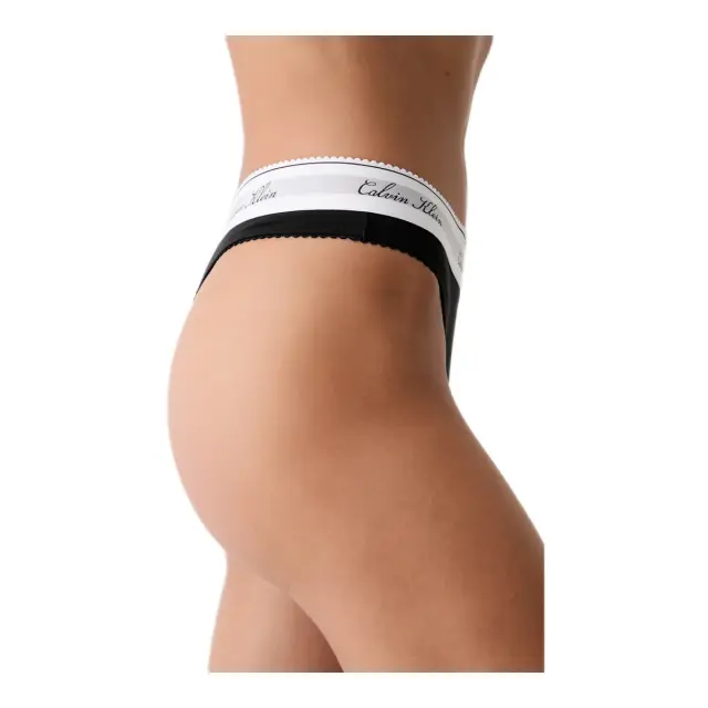 Calvin Klein Γυναικείο String Script Logo Waistband Thong, Χρώμα Μαύρο 2