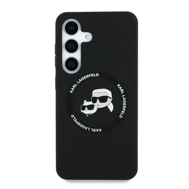 Karl Lagerfeld Liquid Silicone K&CH Heads MagSafe Case for Samsung Galaxy S25 Black 3