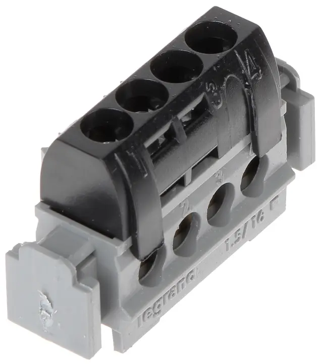 IP 2X terminal block - phase (black) - 4 x 1.5 to 16² - L. 47 mm