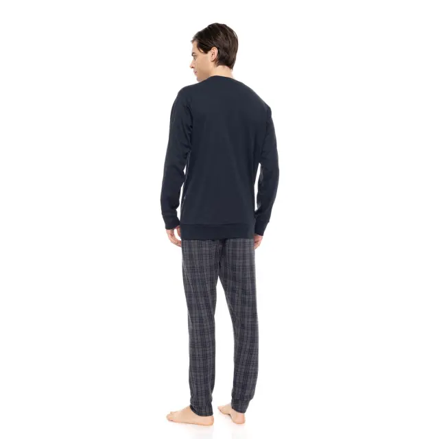 Ανδρική Πυτζάμα Jacquard Blue-Grey Plaid W-M700 Τύπος Ulisse 3