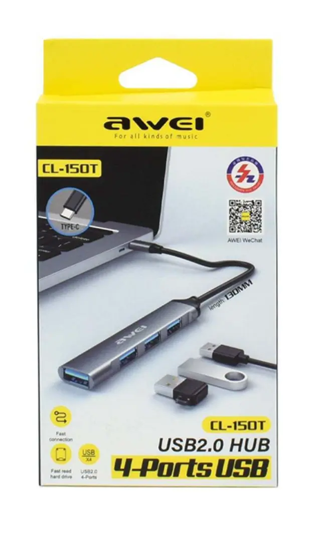 Αντάπτορας USB Hub με 4 θύρες - CL-150T - USB Type-C - AWEI - 888056 2