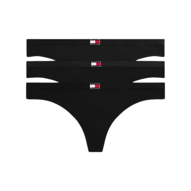 Tommy Hilfiger Γυναικείο String Flag Logo Band - Τριπλό Πακέτο, Χρώμα Μαύρο-Μαύρο-Μαύρο - M