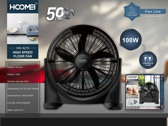 Hoomei Ανεμιστήρας Δαπέδου Υψηλής Ταχύτητας 100W με διάμετρο 50 εκ. HM-8276 3