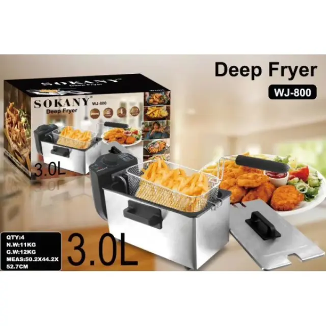 Ανοξείδωτη φριτέζα λαδιού 3L 2000W Sokany WJ-800