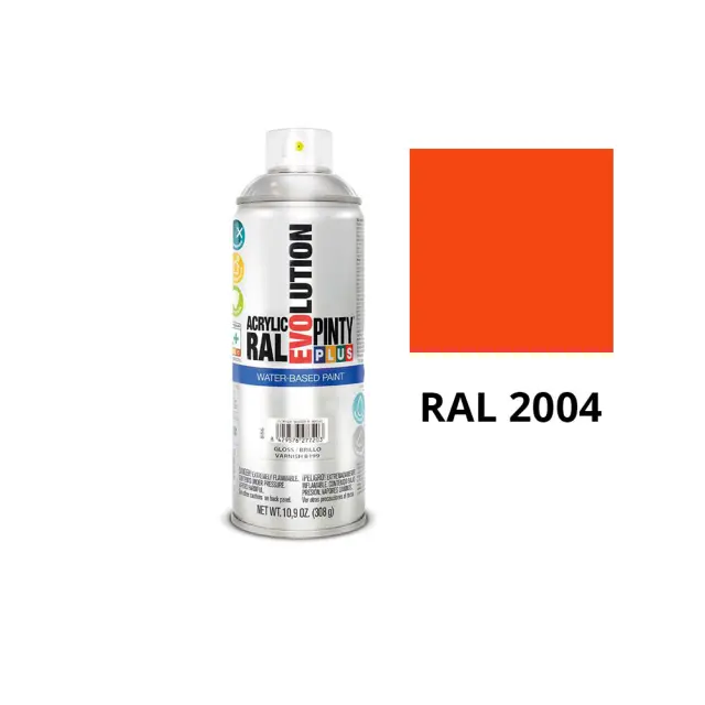 PINTYPLUS Evolution Spray Ακρυλικό Βάσης Νερού Γυαλιστερό RAL 2004 400ml