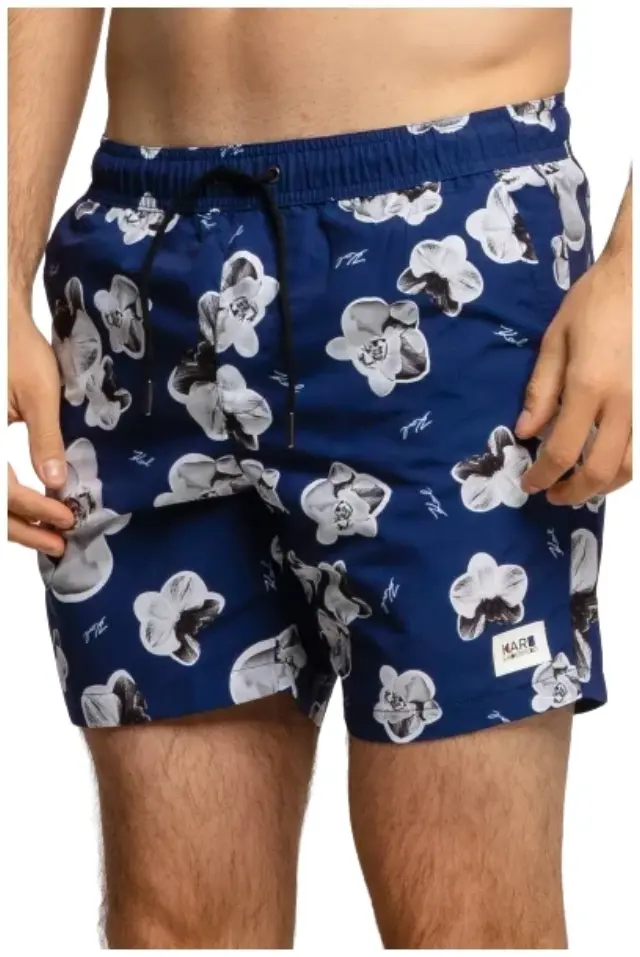 Karl Lagerfeld - Ανδρικό Μαγιό Σορτς με Σχέδια KL20MBM12-NAVY Μπλε Ναυτικό 2