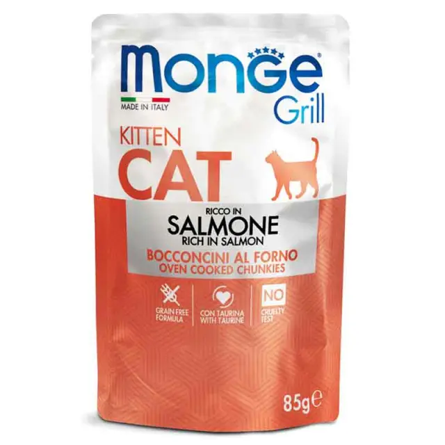 Monge Grill Υγρή Τροφή για Γατάκια Σολομός 85gr
