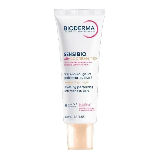 Bioderma Sensibio AR+ CC cream SPF50+ καθημερινή κρέμα με χρώμα και υψηλή αντηλιακή προστασία για το ευαίσθητο, αντιδραστικό δέρμα με τάση για ροδόχρου 40ml