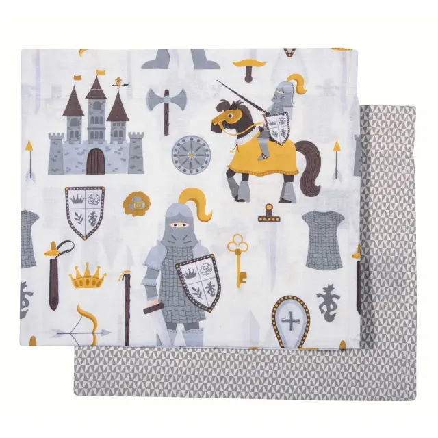 Σετ 2Τεμ Σεντόνια 70x120 Λίκνου Baby Greenwich Polo Club Essential 8861 Cream-Grey 100% βαμβακερό