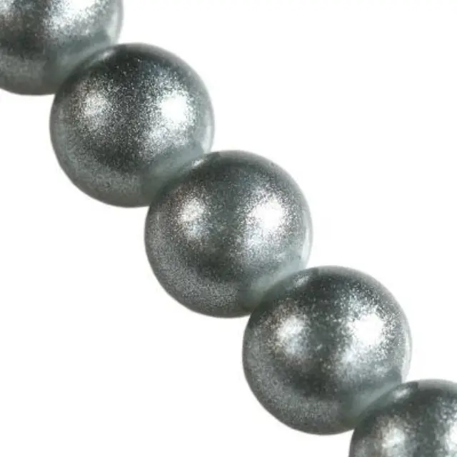 Χάντρα Γυάλινη Gold Powder Beads - Ø10mm - Silver Grey ~80τεμ