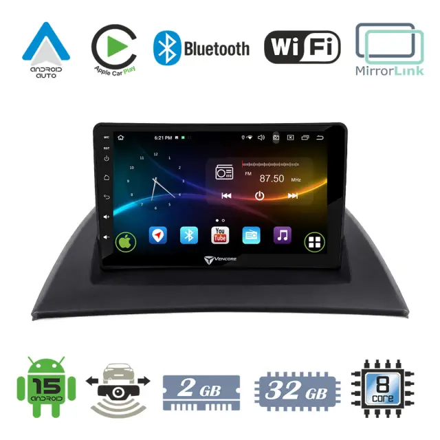 VenCore Οθόνη Multimedia Android 15 9" 9109A MTK6762 Octa-Core 2GB/32GB IPS με Πρόσοψη, CarPlay, Android Auto και Υποστήριξη Κάμερας Οπισθοπορείας AHD για BMW X3 E83 2003-2010 – Μαύρη (3236-10007-0780B)