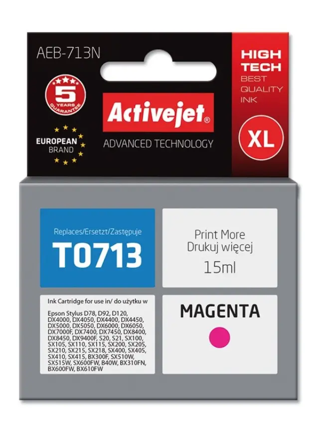 Activejet AEB-713N Ink (replacement for Epson T0713, T0893, T1003 Supreme 15 ml magenta)