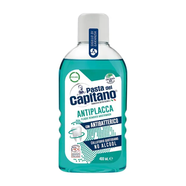 Pasta del Capitano Antiplacca Κατά της Πλάκας Στοματικό Διάλυμα Χωρίς Οινόπνευμα, 400ml