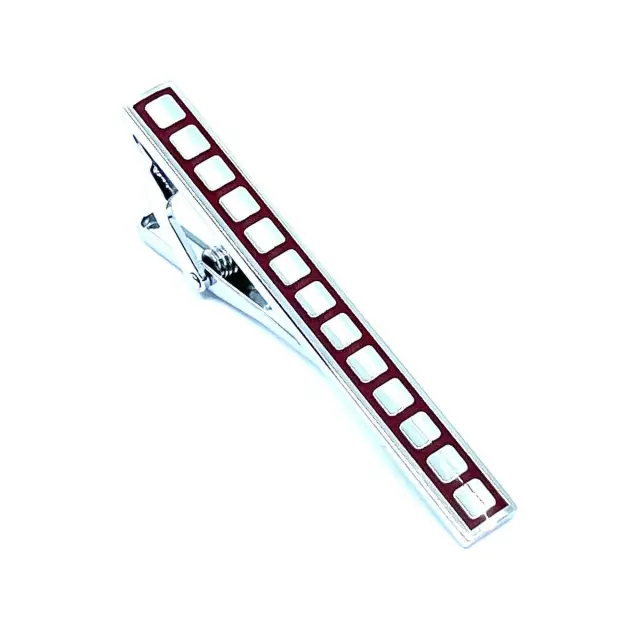 Ασημί Μπορντό Κλιπ Γραβάτας 5,5 cm με Σμάλτο – LGTC/5.5-08