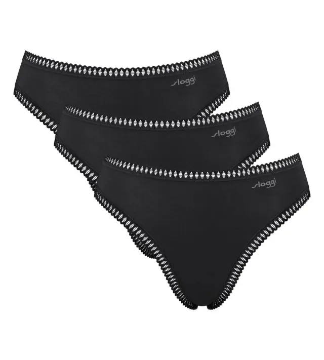 Sloggi Βαμβακερά Σλιπ Go Crush H High Leg C3P Μαύρο 3-Pack 2