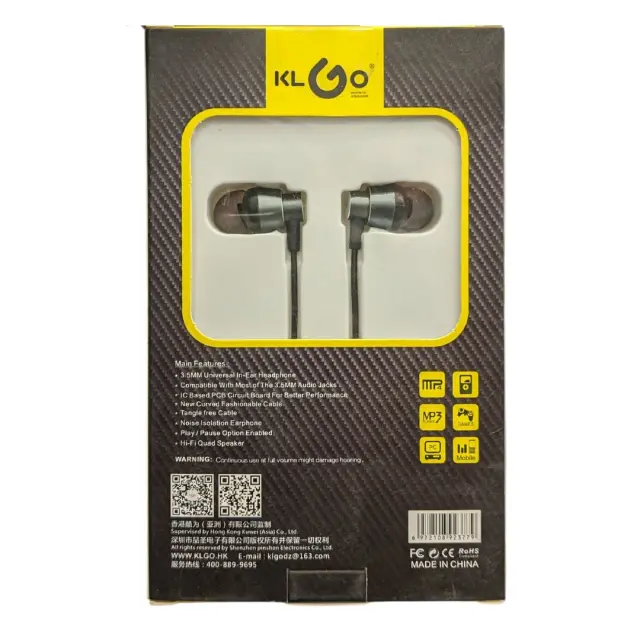 KLGO KS-23 Earbuds Handsfree με Βύσμα 3.5mm Ασημί 2