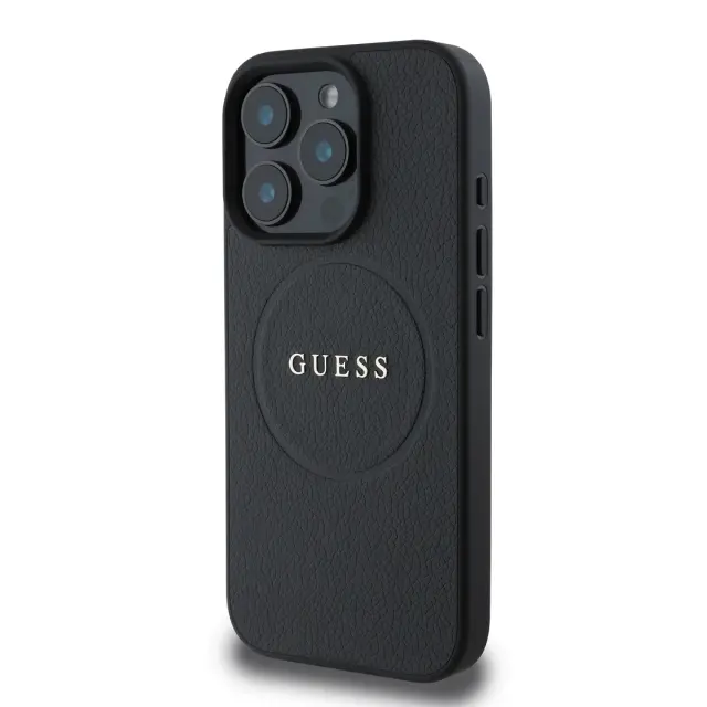 Guess PU Grained Classic Logo MagSafe Case for iPhone 16 Pro Black 3