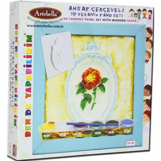 Artebella Σετ 3D Ζωγραφικής με Ανάγλυφα Σχέδια Καρτολίνο & Χρώματα 20x20cm 3D-06