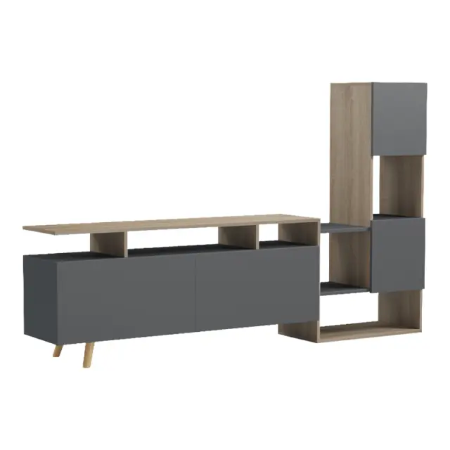 Σύνθετο σαλονιού Defry pakoworld sonoma-ανθρακί 177.5x31.5x110εκ 3