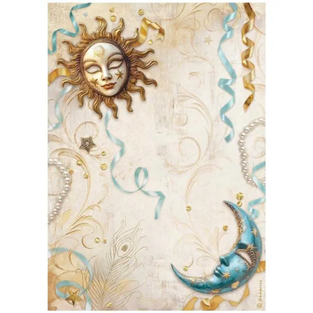 Ριζόχαρτο ντεκουπάζ Stamperia 21x29cm A4, Masquerade, Sun and Moon