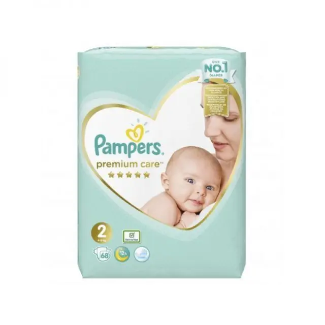 Pampers Πάνες με Αυτοκόλλητο Premium Care No. 2 για 4-8kg 68τμχ