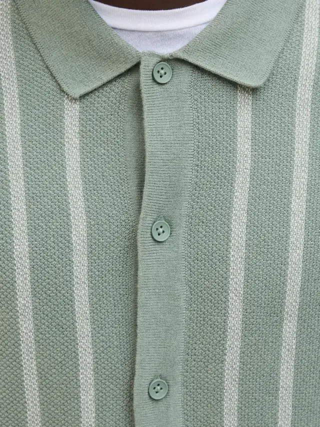 JJEMIL KNIT STRIPED SHIRT SS Iceberg Green - XL 3