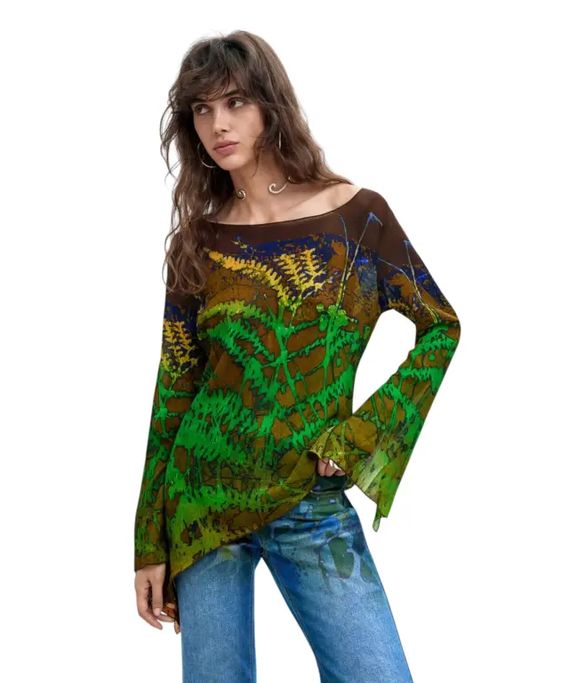 Desigual - Γυναικεία Μπλούζα Forest Monsieur Christian Lacroix 26WWBW01-4105 Πράσινο/Καφέ