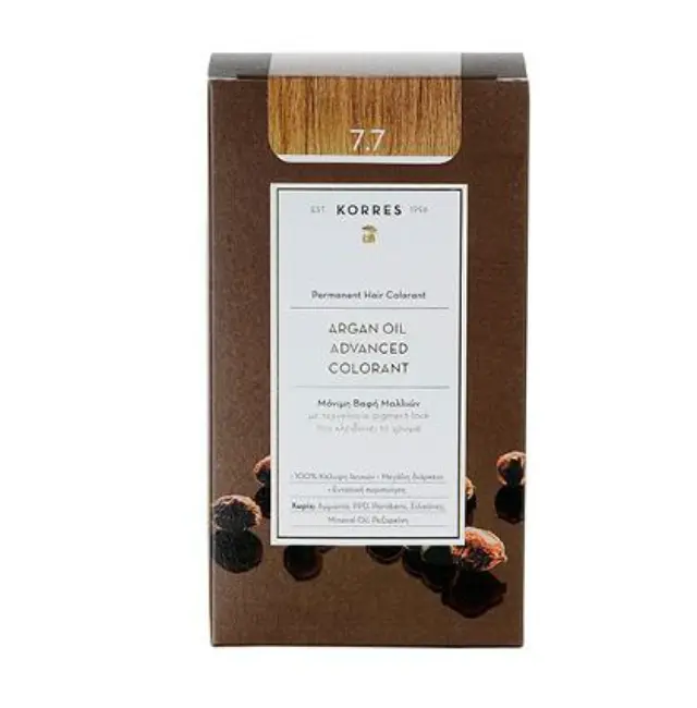 Korres Argan Oil Advanced Colorant 7.7 Μόκα Μόνιμη Βαφή Μαλλιών με Τεχνολογία Pigment Lock που κλειδώνει το Χρώμα, 50ml