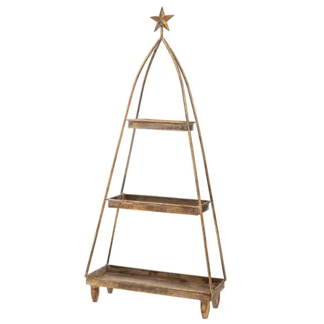 Δίσκος τριώροφος χρυσός μεταλλικός 39x15x86cm Iliadis 88961