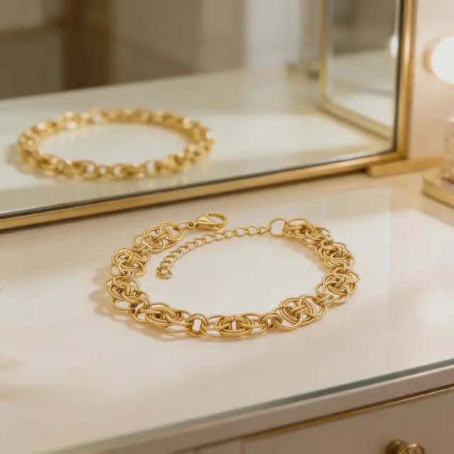 Gold Braided Chain Bracelet