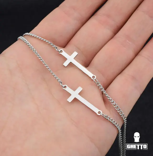 Ghetto Kpop Cross Chain Double-layer Bracelet 2