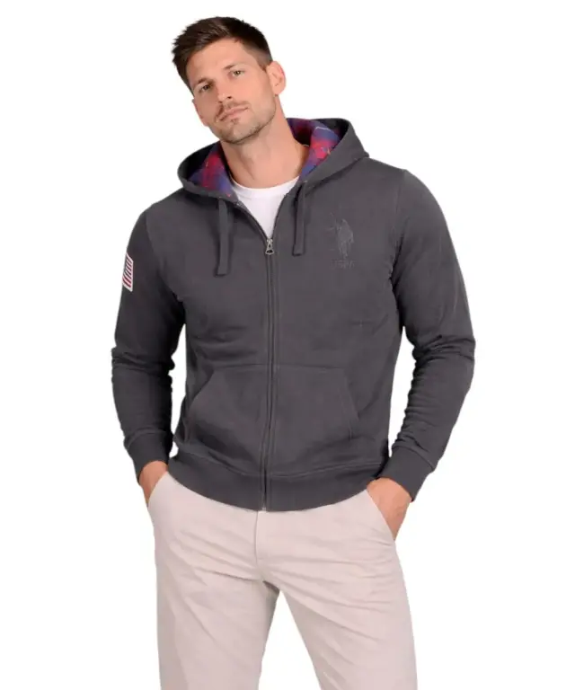 U.S. Polo Assn. - Ανδρική Φούτερ Ζακέτα με Κουκούλα και Τσέπες 63028-53223-199 Μαύρο - XL