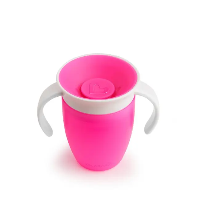 Munchkin Miracle 360° Cup Κύπελλο Εκπαιδευτικό με Λαβές (6m+) 207ml - Ροζ 2