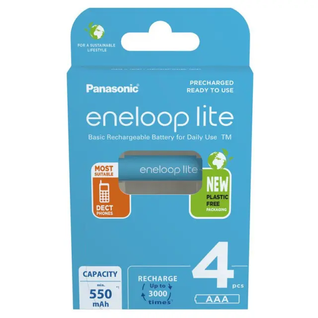 Μπαταρία Επαναφορτιζόμενη PanasonicEneloop Lite NEW BK-4LCCE/4BE 550 mAh size AAA Ni-MH 1.2V Τεμ. 4 New Package 2
