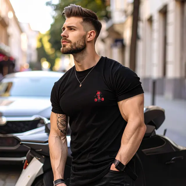 T-shirt Noshame® Μαύρο με τύπωμα Deadlift - 112506 - XXL