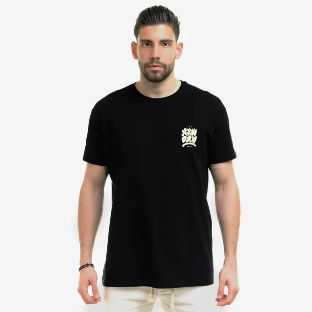 T-shirt Noshame® Μαύρο με τύπωμα New Day - 122437 - XXL