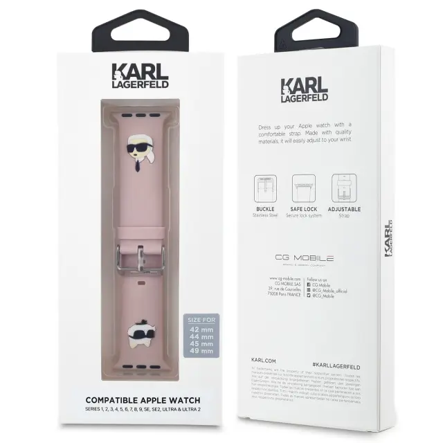 Karl Lagerfeld Karl and Choupette Head NFT Watch Strap for Apple Watch 42/44/45/46/49 Pink 3