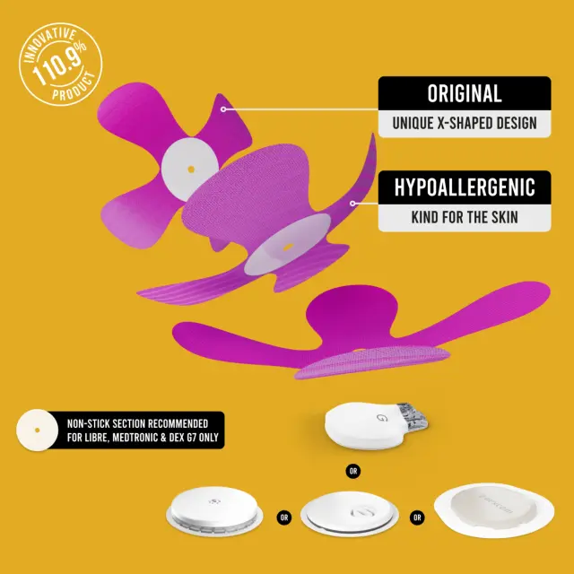 Not Just a Patch X-Patches Αδιάβροχο Αυτοκόλλητο για Omnipod, Libre & Medtronic 20τμχ – Μωβ 3