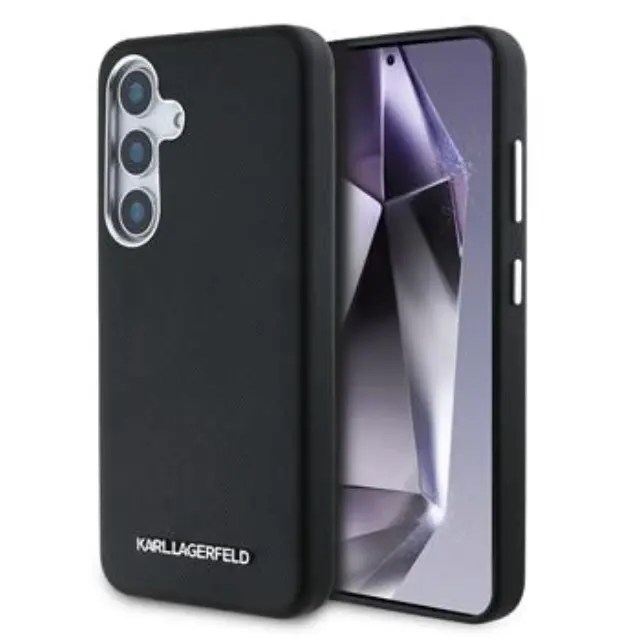Karl Lagerfeld PU Saffiano Metal Logo and Frame Case for Samsung Galaxy S25 Black