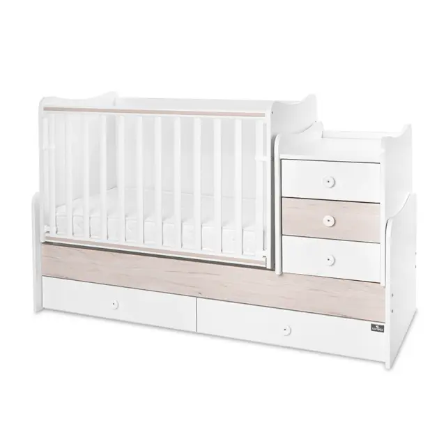 Lorelli Πολυμορφική κούνια - κρεβάτι "Maxi Plus" 70/160 TRIO White -Light oak Λευκό