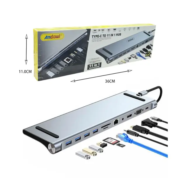 Andowl Q-HU990 USB-C Docking Station με HDMI 4K PD Ethernet 075836