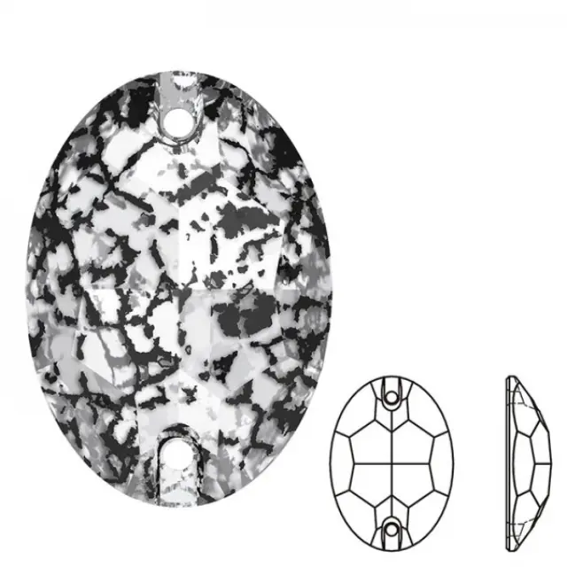 Swarovski 3210 Sew-On Oval Crystal Black Patina 16x11mm - 2τεμ