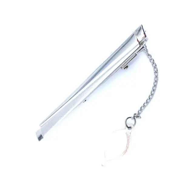 Ασημί Κλιπ Γραβάτας 6 cm με Αλυσίδα – LGTC-M100