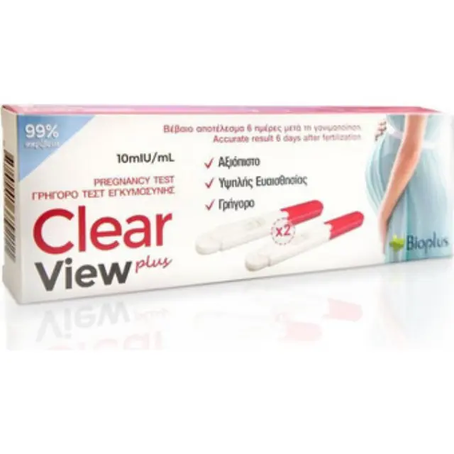 Bioplus Clear View Plus 2τμχ Τεστ Εγκυμοσύνης