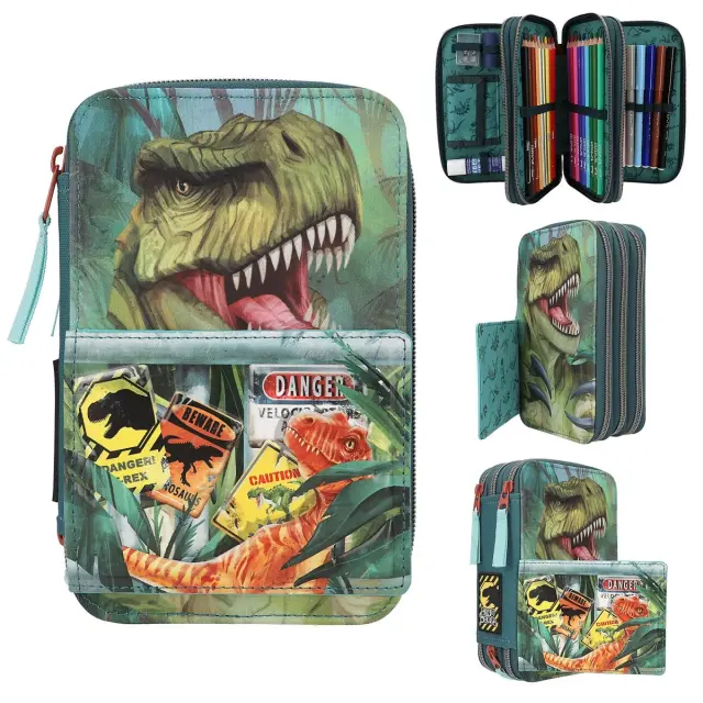 Dino World - Triple Pencil Case danger 0411757 - Toys